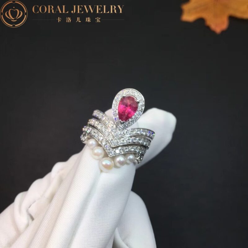 Chaumet Joséphine Aigrette Ring White Gold 083340-083590-083292, Rhodolite Garnet, Diamonds Combination Rings3