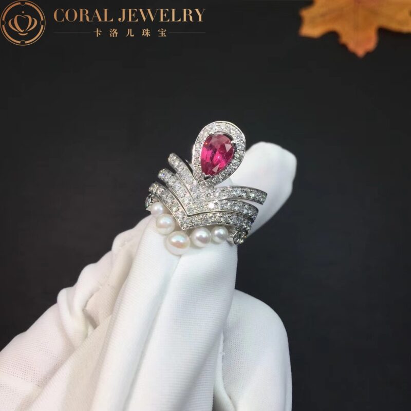 Chaumet Joséphine Aigrette Ring White Gold 083340-083590-083292, Rhodolite Garnet, Diamonds Combination Rings2