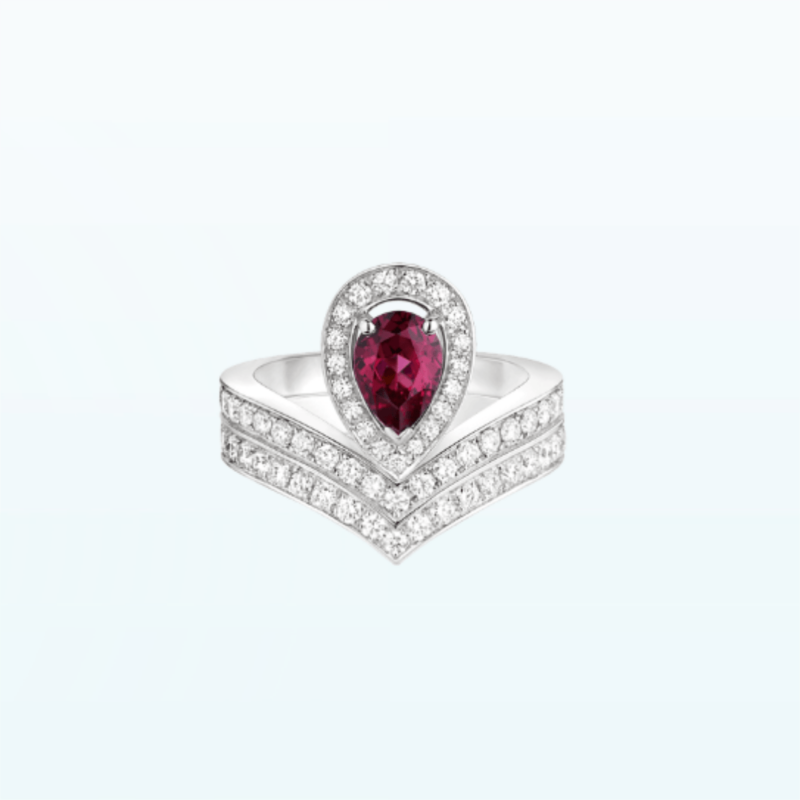 Chaumet Joséphine Aigrette Ring White Gold 083340-083590, Rhodolite Garnet, Diamonds Combination Rings2