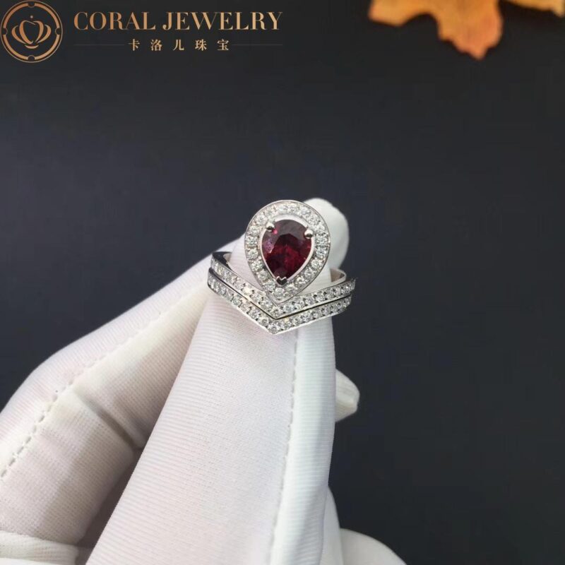 Chaumet Joséphine Aigrette Ring White Gold 083340-083590, Rhodolite Garnet, Diamonds Combination Rings3