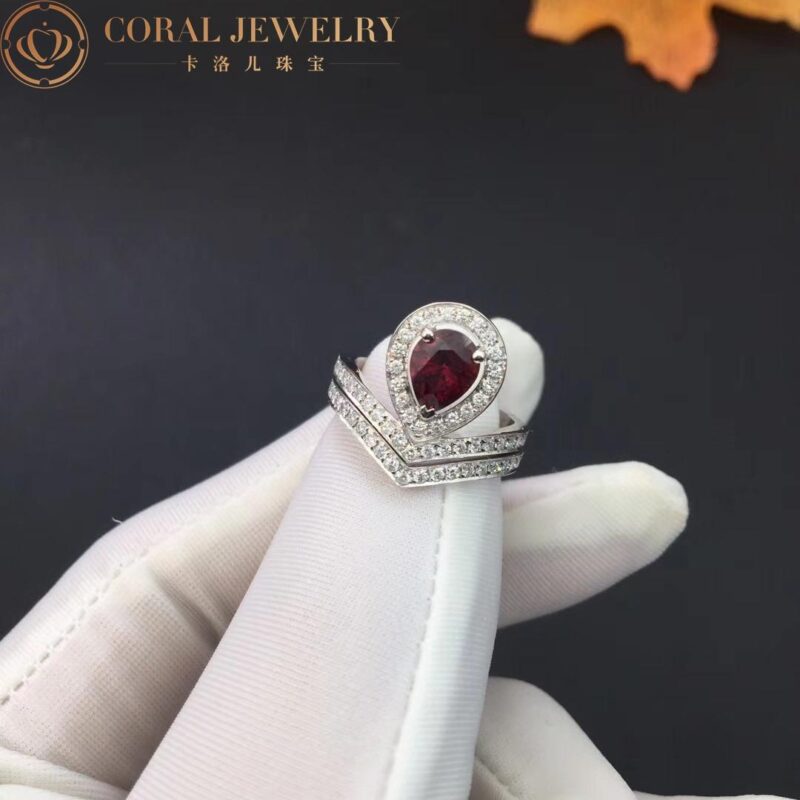 Chaumet Joséphine Aigrette Ring White Gold 083340-083590, Rhodolite Garnet, Diamonds Combination Rings4