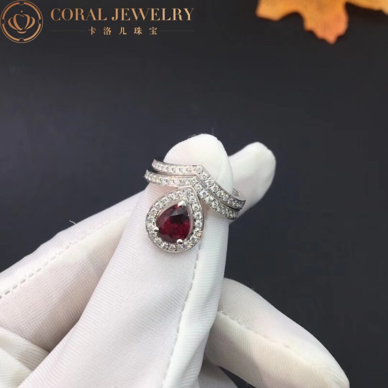 Chaumet Joséphine Aigrette Ring White Gold 083340-083590, Rhodolite Garnet, Diamonds Combination Rings6