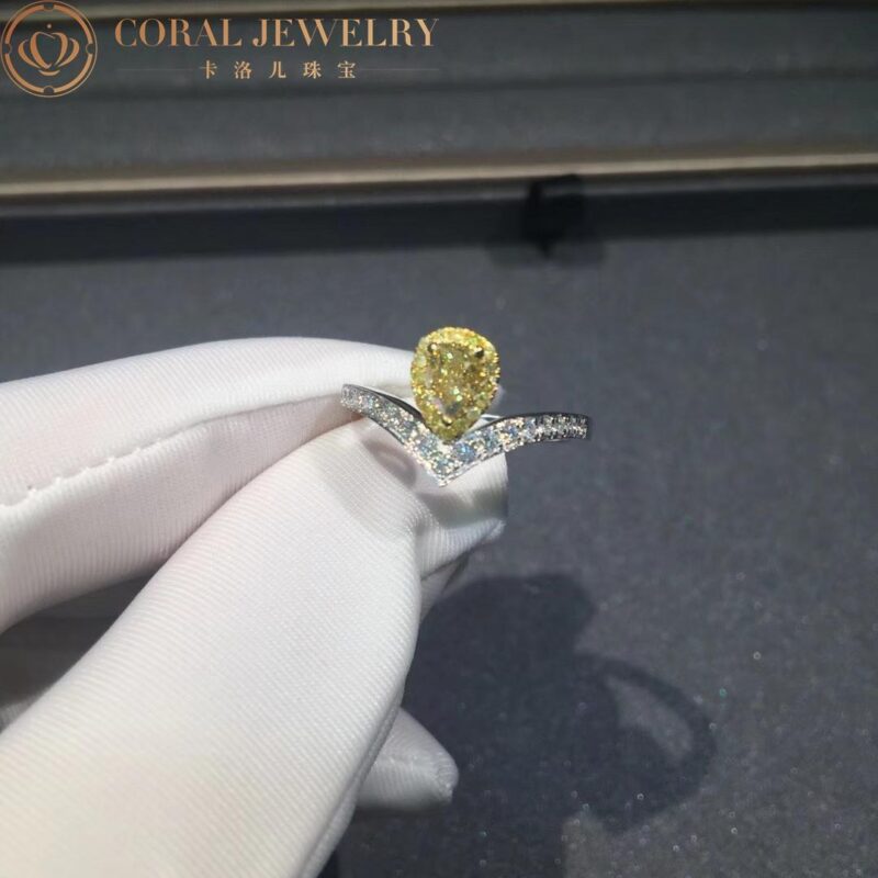 Chaumet Josephine Aigrette Ring White Gold White And Yellow Diamonds Coral 22