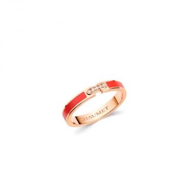 Chaumet Liens Évidence Wedding Band 083729 In Rose Gold with Red Ceramic 1