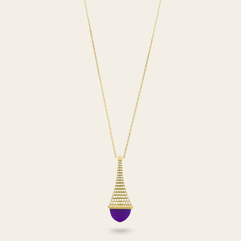Marli Cleo Rev Diamond Pendant In Yellow Gold Set With Amethyst Cleo N29 Coral 56