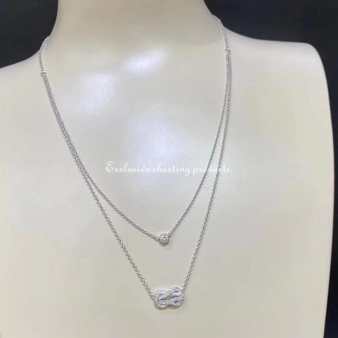 Fred Chance Infinie Double Chain Medium Model Necklace In White Gold Paved With Diamonds Ref 7b0226 Coral 16