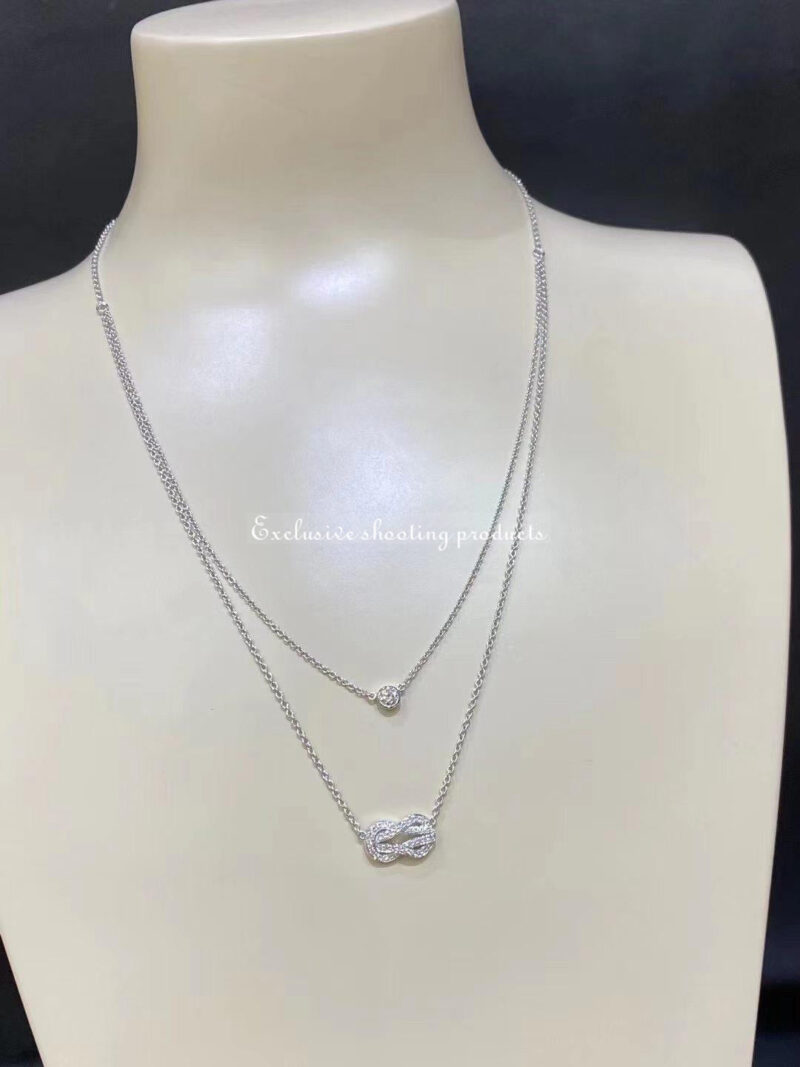 Fred Chance Infinie Double Chain Medium Model Necklace In White Gold Paved With Diamonds Ref 7b0226 Coral 12