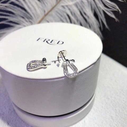 Fred Force 10 Medium Model Earrings In White Gold And Diamonds Ref 8b0234 Coral 28