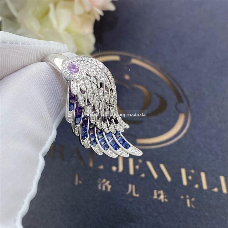 Garrard Wings Embrace Bird Of Paradise Ring In 18ct White Gold With Diamonds And Sapphires 22