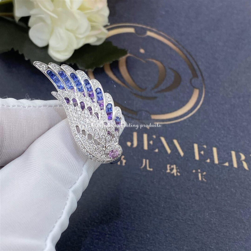 Garrard Wings Embrace Bird Of Paradise Ring In 18ct White Gold With Diamonds And Sapphires 33