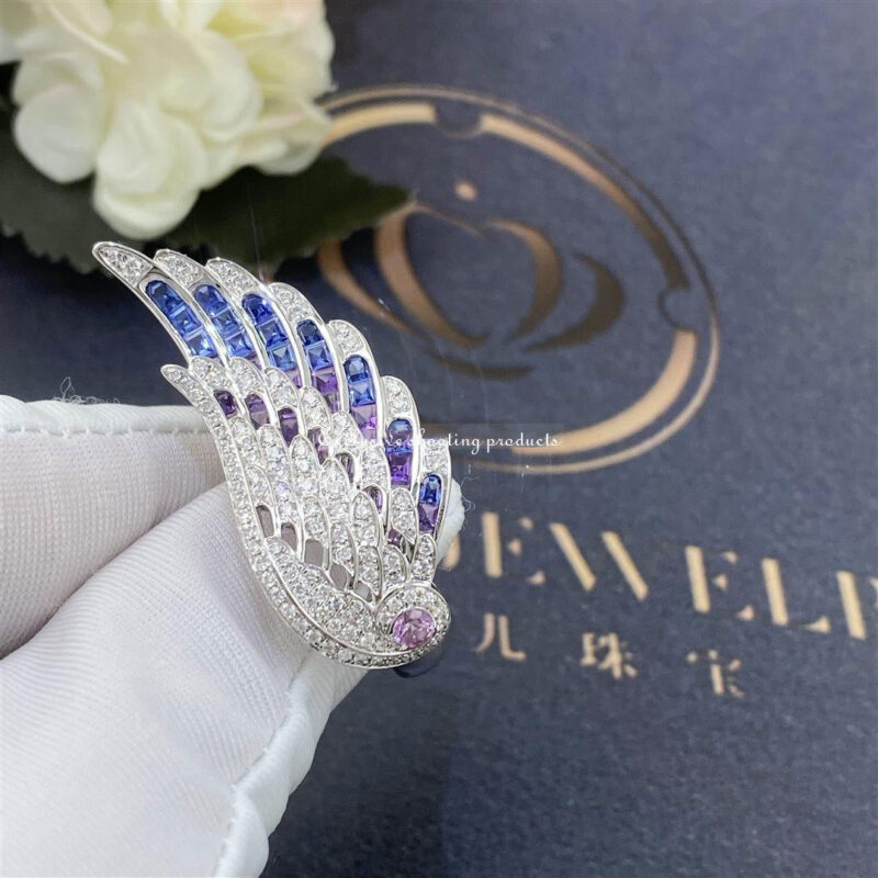 Garrard Wings Embrace Bird Of Paradise Ring In 18ct White Gold With Diamonds And Sapphires 44