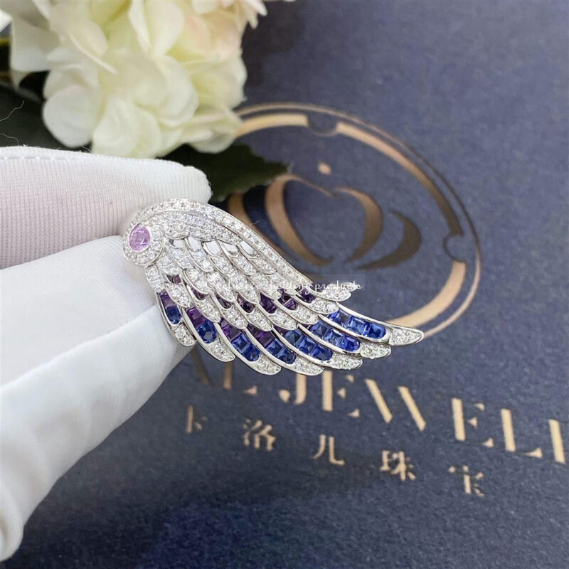 Garrard Wings Embrace Bird Of Paradise Ring In 18ct White Gold With Diamonds And Sapphires 53