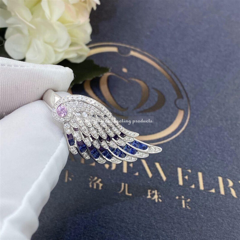 Garrard Wings Embrace Bird Of Paradise Ring In 18ct White Gold With Diamonds And Sapphires 62