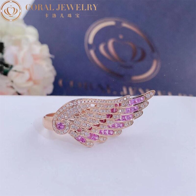 Garrard Wings Embrace Pink Sapphire And Diamond Ring In 18ct Rose Gold Coral 19