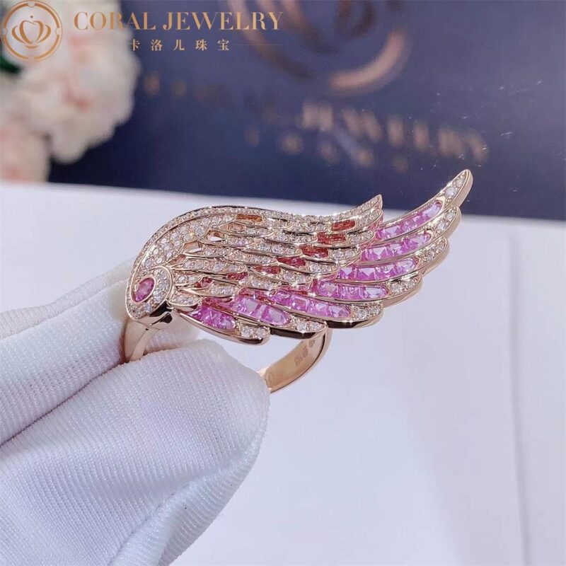 Garrard Wings Embrace Pink Sapphire And Diamond Ring In 18ct Rose Gold Coral 38