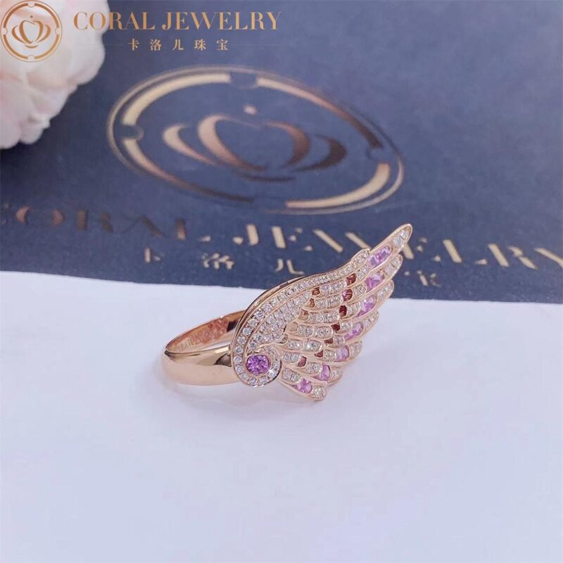 Garrard Wings Embrace Pink Sapphire And Diamond Ring In 18ct Rose Gold Coral 48