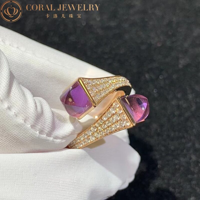 Marli Cleo Diamond Ring With Amethyst In Rose Gold Cleo R5 Coral 12