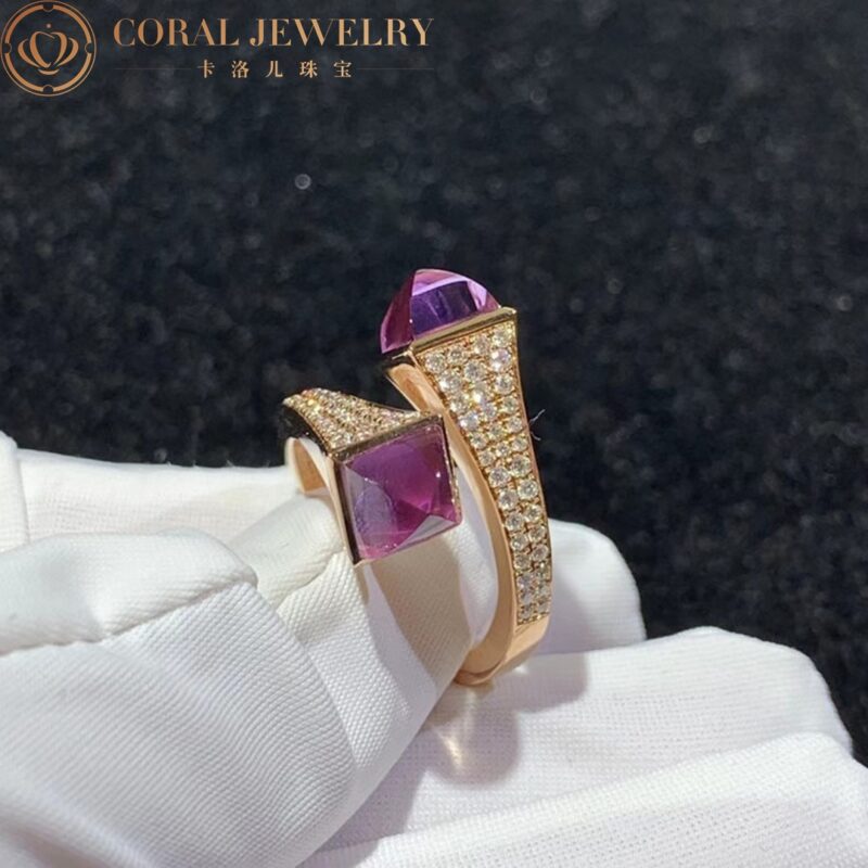 Marli Cleo Diamond Ring With Amethyst In Rose Gold Cleo R5 Coral 45