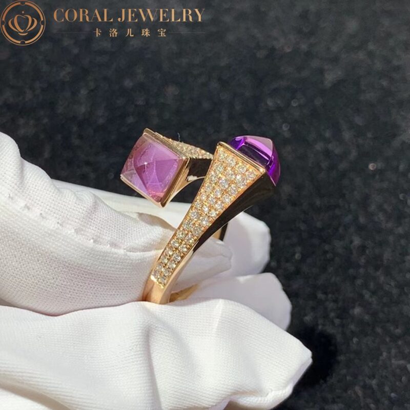 Marli Cleo Diamond Ring With Amethyst In Rose Gold Cleo R5 Coral 55