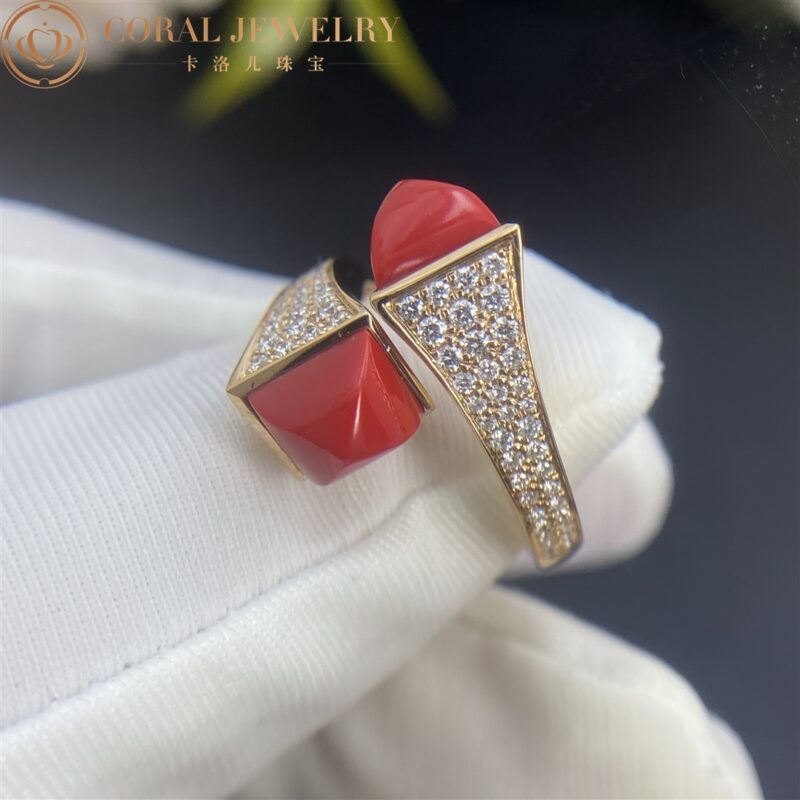 Marli Cleo Diamond Statement Ring With Red Coral In 18kt Rose Gold Coral 28