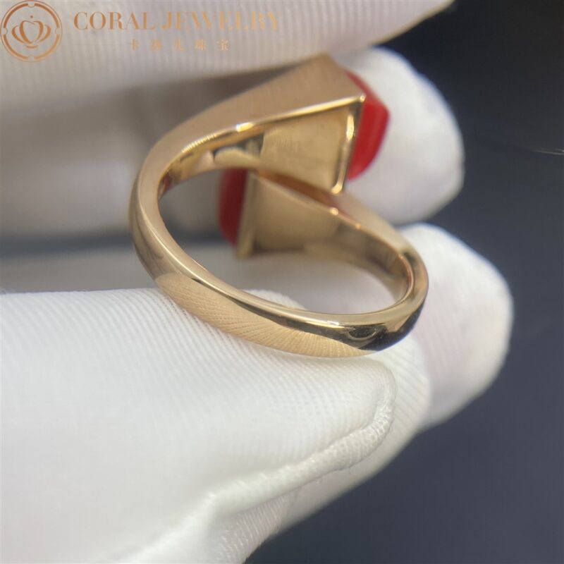 Marli Cleo Diamond Statement Ring With Red Coral In 18kt Rose Gold Coral 46