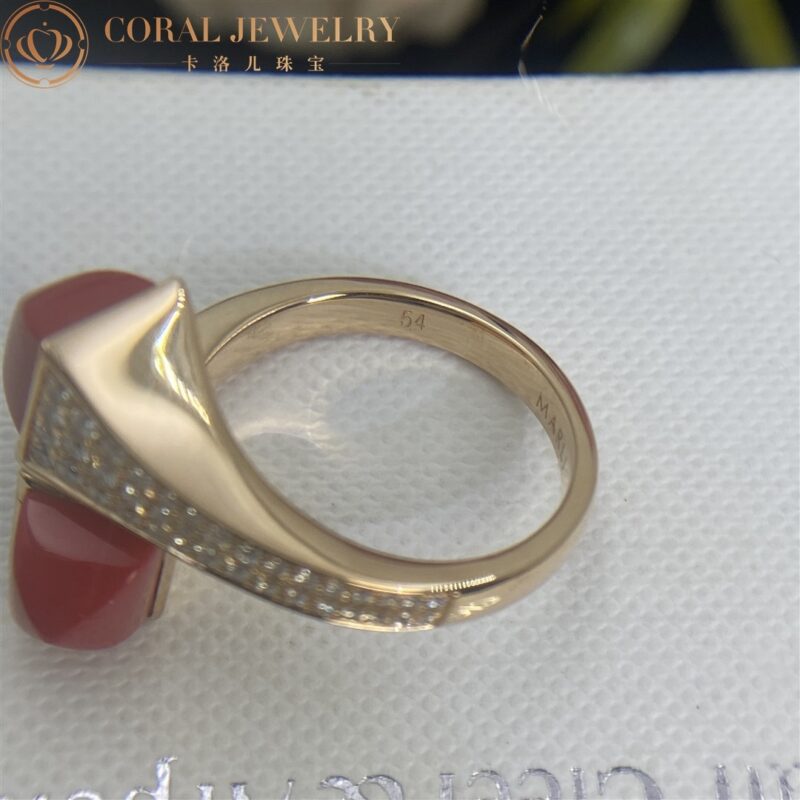Marli Cleo Diamond Statement Ring With Red Coral In 18kt Rose Gold Coral 58