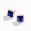 Marli Cleo Diamond Stud Pyramid Earrings In Rose Gold Set With Lapis Lazuli Cleo E3 11