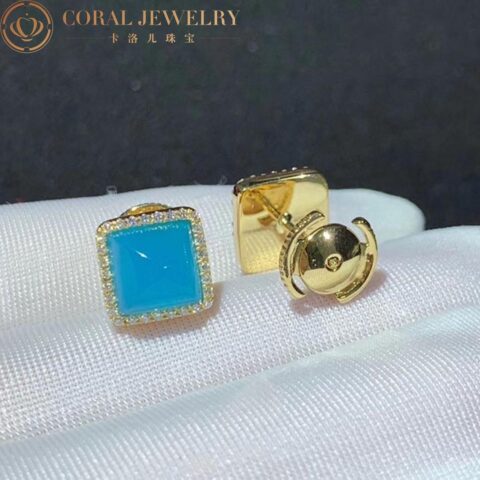 Marli Cleo Diamond Stud Pyramid Earrings In Yellow Gold Set With Sea Blue Chalcedony Cleo E3 Coral 22