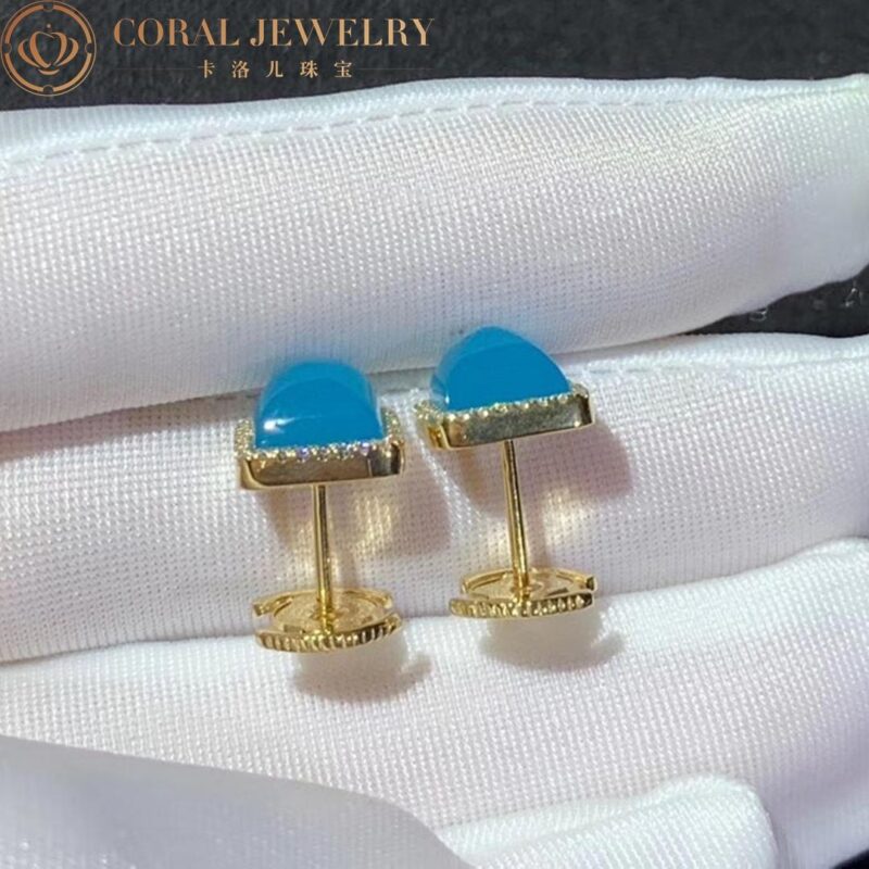 Marli Cleo Diamond Stud Pyramid Earrings In Yellow Gold Set With Sea Blue Chalcedony Cleo E3 Coral 44