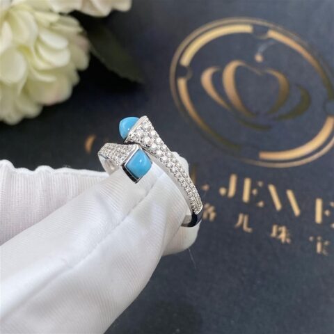 Marli Cleo Diamond Wrap Ring With Turquoise In 18kt White Gold Jewelry 18