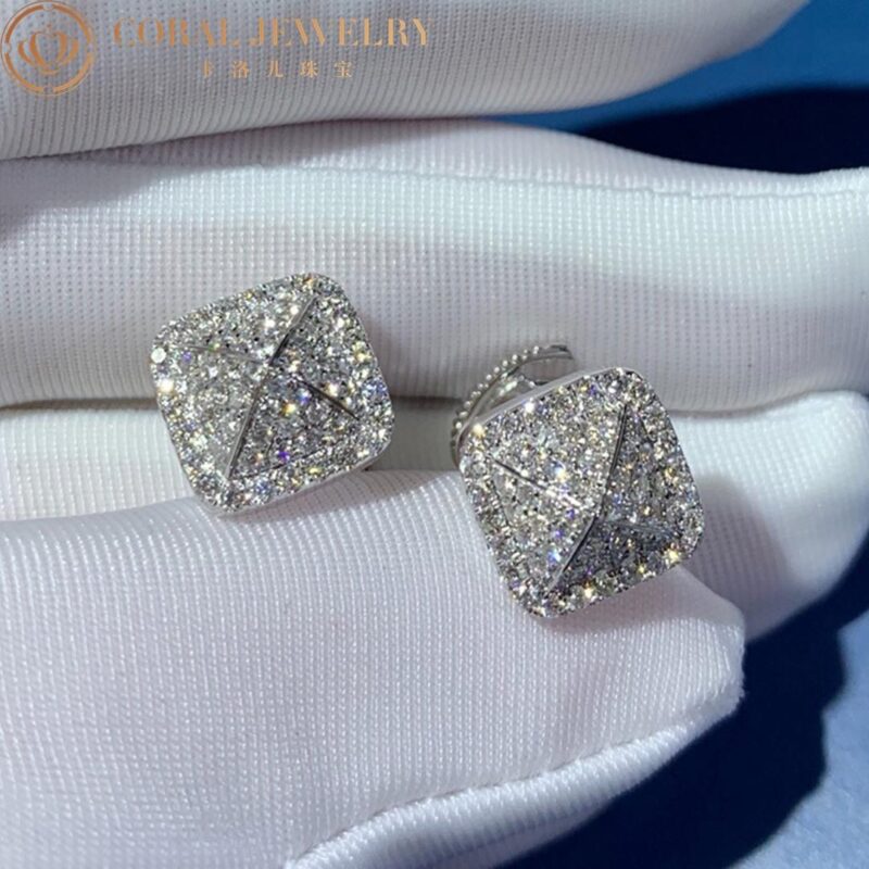 Marli Cleo Full Diamond Pyramid Stud Earrings In White Gold Cleo E8 Coral 36