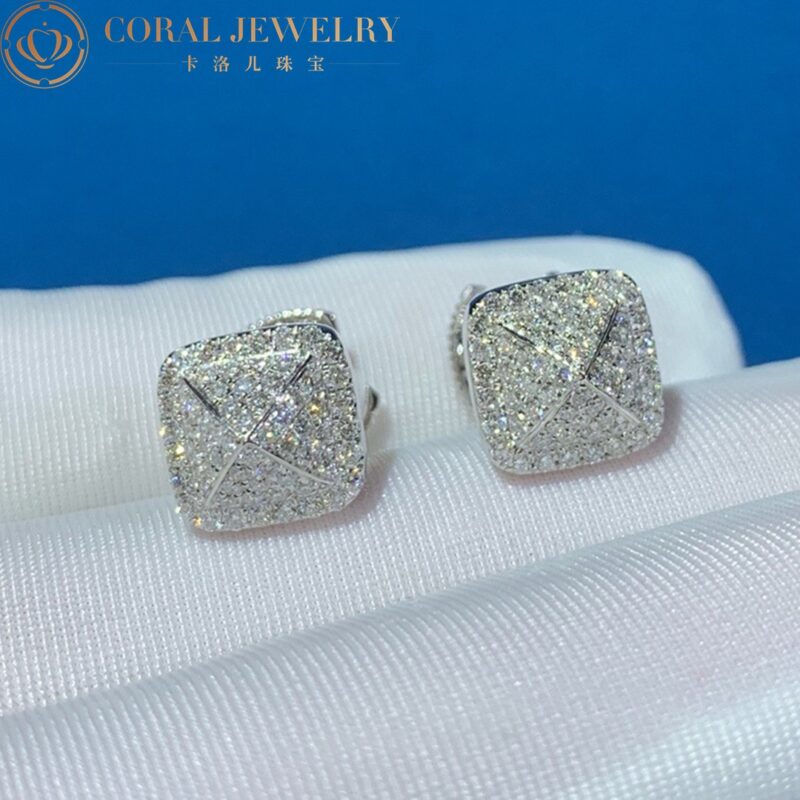Marli Cleo Full Diamond Pyramid Stud Earrings In White Gold Cleo E8 Coral 48