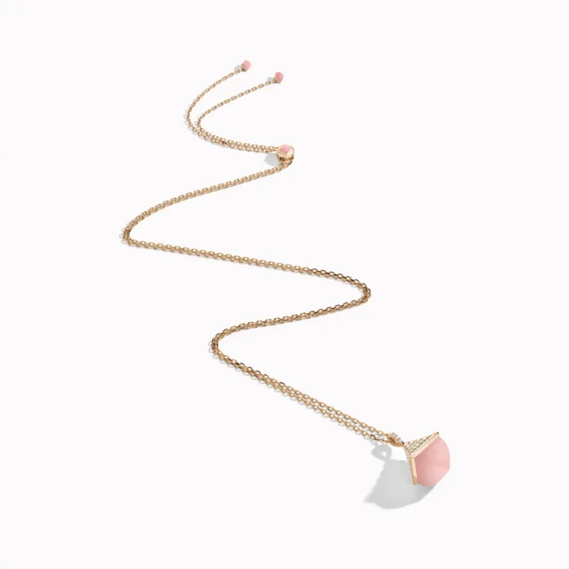 Marli Cleo Midi Rev Diamond Pendant In Rose Gold Set With Pink Opal Cleo N22 co