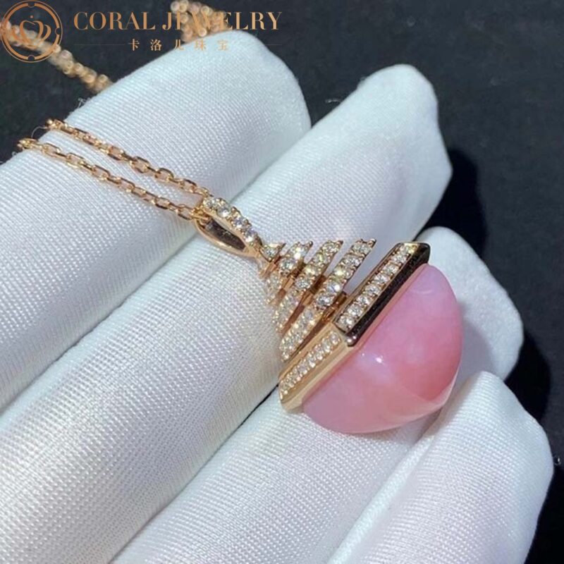 Marli Cleo Midi Rev Diamond Pendant In Rose Gold Set With Pink Opal Cleo N22 Coral 33