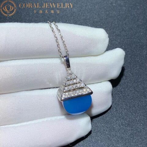Marli Cleo Midi Rev Diamond Pendant In White Gold Sea Blue Chalcedony Cleo N22 Coral 45