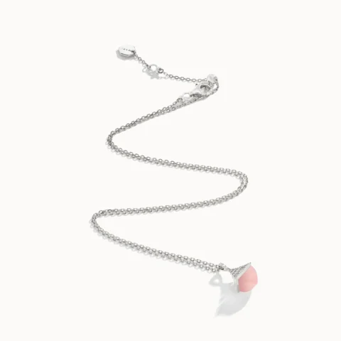 Marli Cleo Mini Rev Diamond Pendant In White Gold Set With Pink Opal Cleo N37 Coral 11