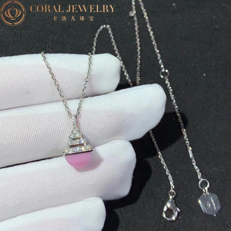 Marli Cleo Mini Rev Diamond Pendant In White Gold Set With Pink Opal Cleo N37 Coral 33