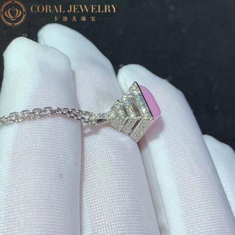 Marli Cleo Mini Rev Diamond Pendant In White Gold Set With Pink Opal Cleo N37 Coral 88