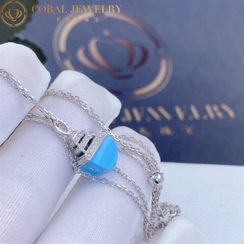 Marli Cleo Mini Rev Diamond Pendant In White Gold Set With Turquoise Cleo N37 Coral 11