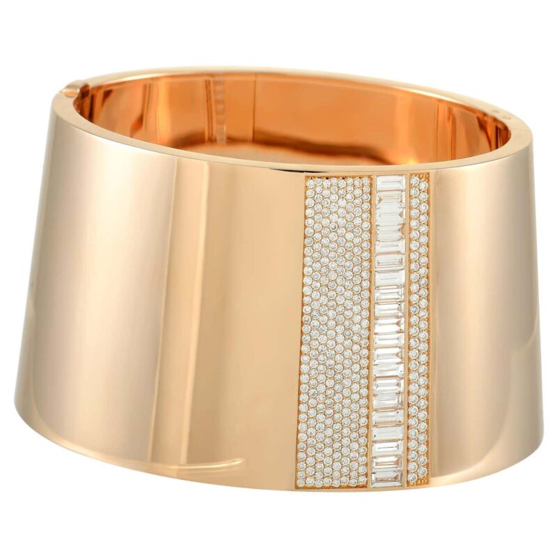 Messika Wide Bangle Bracelet 18k Rose Gold 4 39 Ct Diamond Coral 28