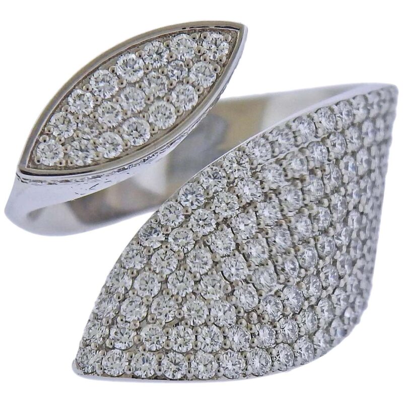 Roberto Coin 18k White Gold Petal Wrap Ring With Diamonds 8882591AW65X 44