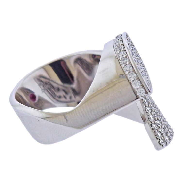 Roberto Coin 18k White Gold Petal Wrap Ring With Diamonds 8882591AW65X 77