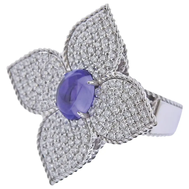 Roberto Coin Princess Flower Diamond Tanzanite Cocktail Ring 11