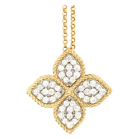 Roberto Coin Princess Flower Gold And Diamond Necklace 24