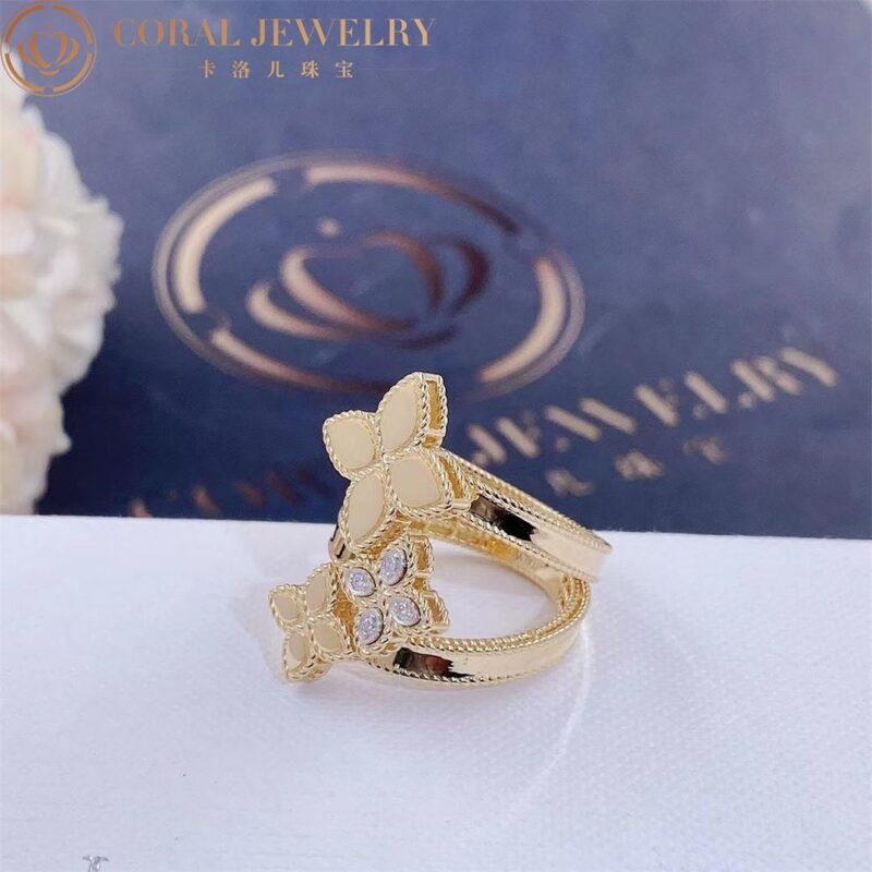 Roberto Coin Princess Flower Yellow And White Gold Ring With Diamonds Coral 38