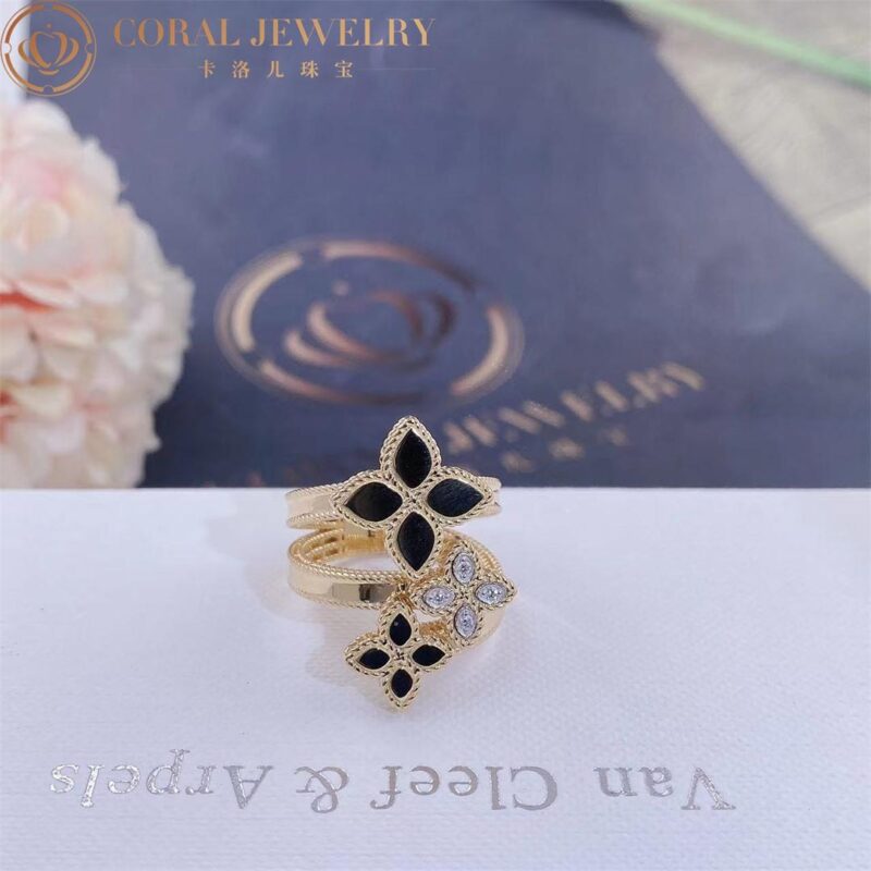 roberto coin princess flower yellow and white gold ring with diamonds coral 5