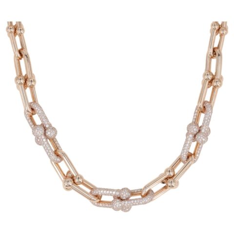 Tiffany Hardwear Graduated Link Necklace In 18k Rose Gold With Pave Diamonds 22