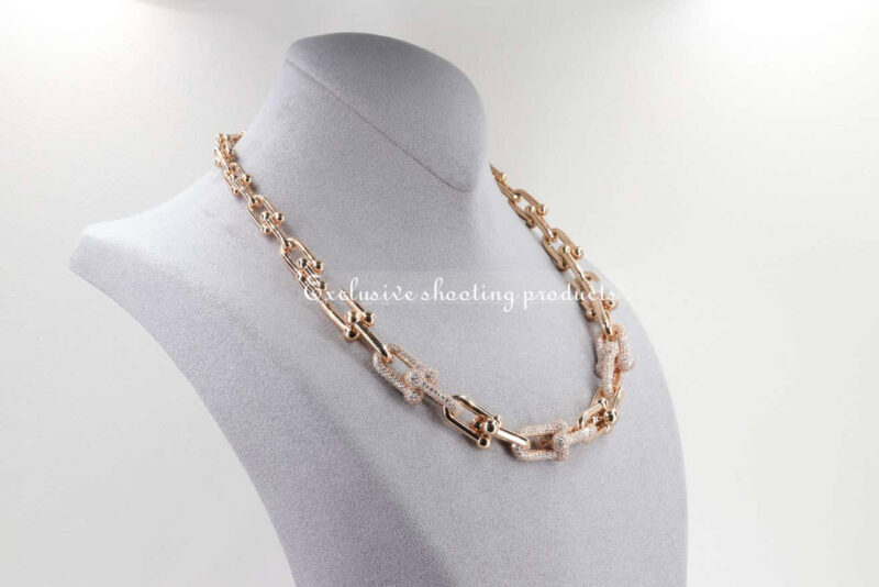 Tiffany Hardwear Graduated Link Necklace In 18k Rose Gold With Pave Diamonds Coral 18