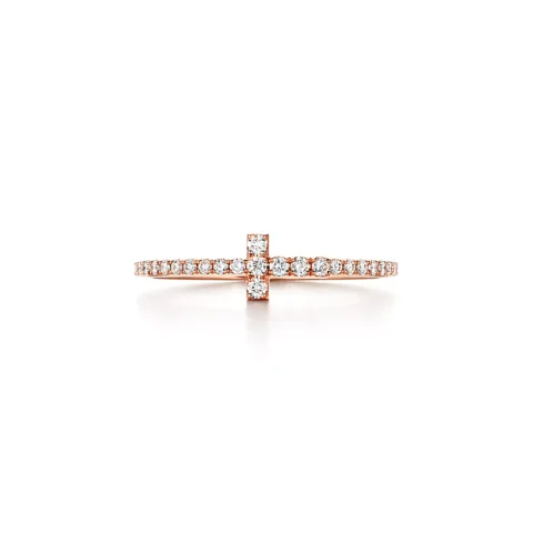 Tiffany T Diamond Wire Band Ring In 18k Rose Gold 12