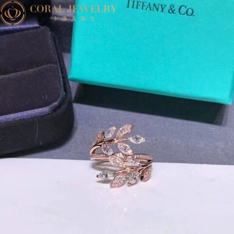 Tiffany Victoria Diamond Vine Bypass Ring In 18k Rose Gold Coral 8